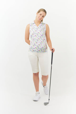 Pure Golf Aelia Sleeveless Golf Polo Shirt - Ethereal Bouquet