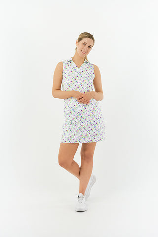 Pure Golf Aelia Sleeveless Golf Polo Shirt - Ethereal Bouquet