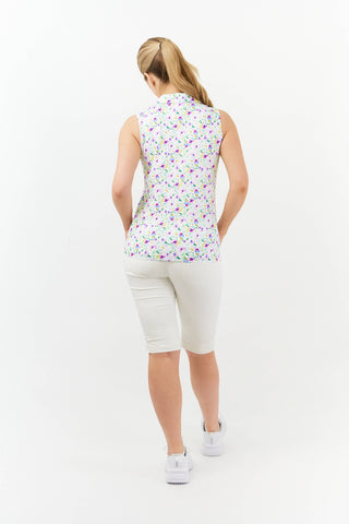 Pure Golf Aelia Sleeveless Golf Polo Shirt - Ethereal Bouquet