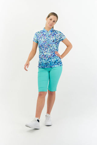 Pure Golf Serendipity Mesh Cap Sleeve Polo Shirt - Dappled Ocean