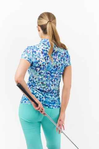 Pure Golf Serendipity Mesh Cap Sleeve Polo Shirt - Dappled Ocean