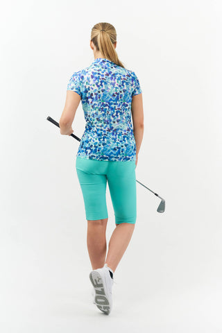 Pure Golf Serendipity Mesh Cap Sleeve Polo Shirt - Dappled Ocean