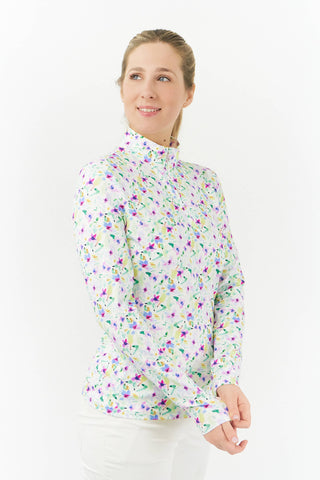 Pure Golf Serenity Quarter Zip Long Sleeve Golf Mid Layer - Ethereal Bouquet