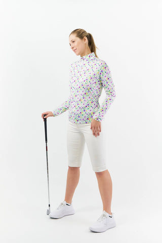 Pure Golf Serenity Quarter Zip Long Sleeve Golf Mid Layer - Ethereal Bouquet