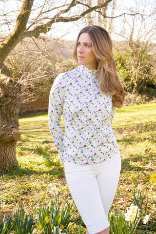 Pure Golf Serenity Quarter Zip Long Sleeve Golf Mid Layer - Ethereal Bouquet