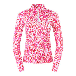 Pure Golf Serenity Quarter Zip Long Sleeve Mid Layer - Petal Polka