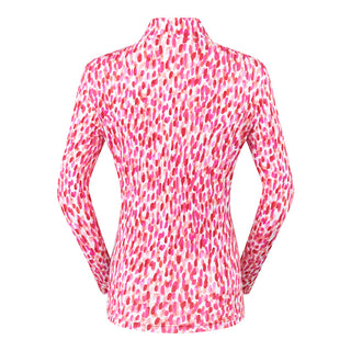 Pure Golf Serenity Quarter Zip Long Sleeve Mid Layer - Petal Polka