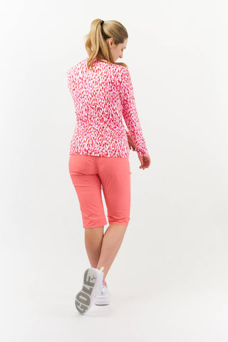 Pure Golf Serenity Quarter Zip Long Sleeve Mid Layer - Petal Polka