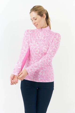 Pure Golf Balance Quarter Zip Long Sleeve Golf Mid Layer - Candy Pebble