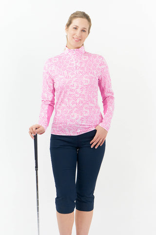 Pure Golf Balance Quarter Zip Long Sleeve Golf Mid Layer - Candy Pebble