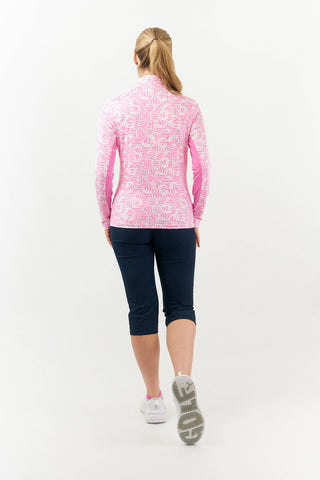 Pure Golf Balance Quarter Zip Long Sleeve Golf Mid Layer - Candy Pebble