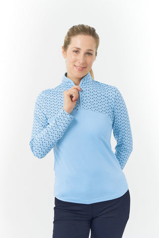 Ladies Golf Cedar Long Sleeve Zip Top - Soar - Pure Golf