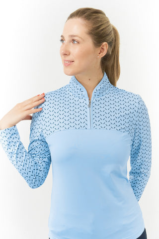 Ladies Golf Cedar Long Sleeve Zip Top - Soar - Pure Golf