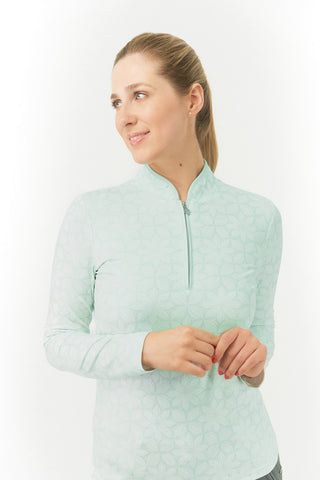 Pure Golf Ashlea Long Sleeve Zip Top - Frosted Field