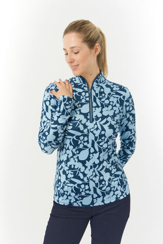 Pure Golf Ashlea Long Sleeve Zip Top - Midnight Rose