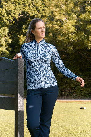 Pure Golf Ashlea Long Sleeve Zip Top - Midnight Rose