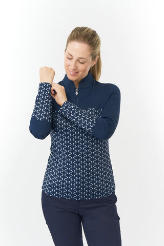 Pure Golf Amanda Long Sleeve Zip Top - Dusk