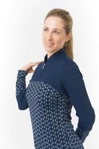 Pure Golf Amanda Long Sleeve Zip Top - Dusk