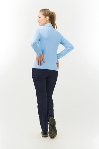 Pure Golf Bloom Brushed Long Sleeve Zip Top - Powder Blue