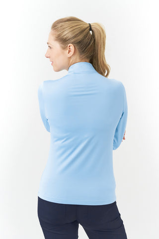 Pure Golf Bloom Brushed Long Sleeve Zip Top - Powder Blue