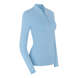 Pure Golf Bloom Brushed Long Sleeve Zip Top - Powder Blue