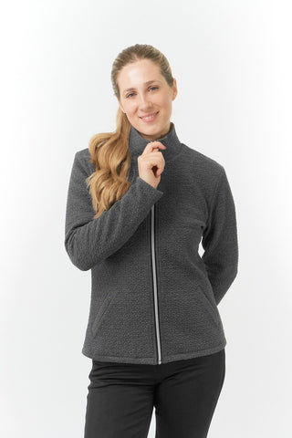 Pure Golf Scarlett Textured Ladies Golf Jacket - Charcoal Grey