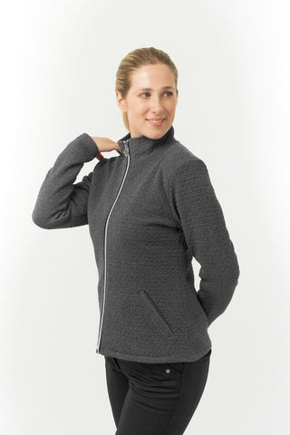 Pure Golf Scarlett Textured Ladies Golf Jacket - Charcoal Grey