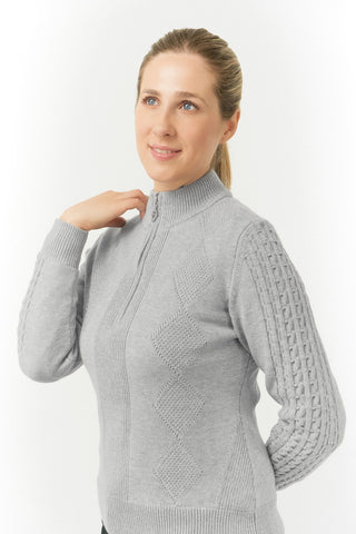 Pure Golf Sorrell  Lined Quarter Zip Ladies Golf Jumper - Grey