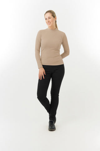 Pure Golf Olwen Super Soft Mock Neck Top - Cappuccino