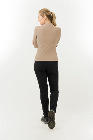 Pure Golf Olwen Super Soft Mock Neck Top - Cappuccino