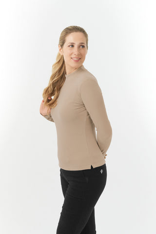 Pure Golf Olwen Super Soft Mock Neck Top - Cappuccino