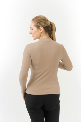 Pure Golf Olwen Super Soft Mock Neck Top - Cappuccino