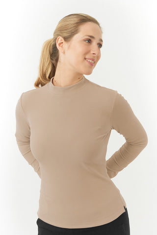 Pure Golf Olwen Super Soft Mock Neck Top - Cappuccino