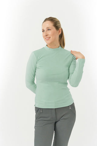 Pure Golf Olwen Super Soft Mock Neck Top - Frosted Sage Green