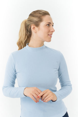 Pure Golf Olwen Super Soft Mock Neck Top - Powder Blue