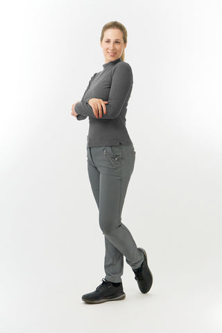 Pure Golf Olwen Super Soft Mock Neck Top - Charcoal Grey