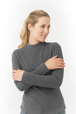 Pure Golf Olwen Super Soft Mock Neck Top - Charcoal Grey