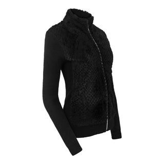 Pure Golf Ellisa Full Zip Fur Front Ladies Cardigan - Black