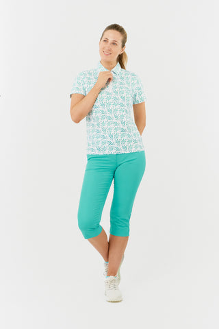 Lamprelle Amity Short Sleeve Polo Shirt - Floating Palms Ivory