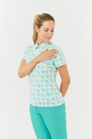 Lamprelle Amity Short Sleeve Polo Shirt - Floating Palms Ivory