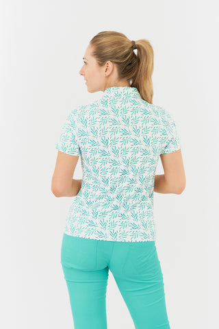 Lamprelle Amity Short Sleeve Polo Shirt - Floating Palms Ivory