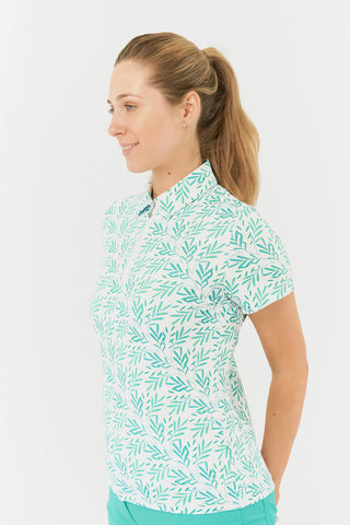 Lamprelle Amity Short Sleeve Polo Shirt - Floating Palms Ivory