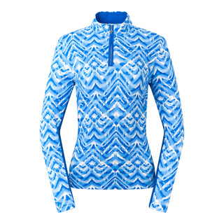 Long Sleeve No Mesh Ladies Golf Top - Santorini Skies