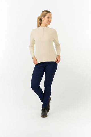 Pure Golf Ladies Iris Soft Fleece Golf Quarter Zip - Limestone