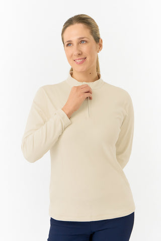 Pure Golf Ladies Iris Soft Fleece Golf Quarter Zip - Limestone