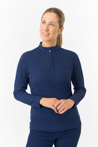 Pure Golf Ladies Iris Soft Fleece Golf Quarter Zip - Navy