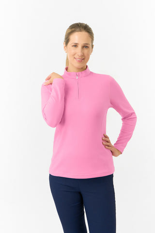 Pure Golf Ladies Iris Soft Fleece Golf Quarter Zip - Fondant Pink