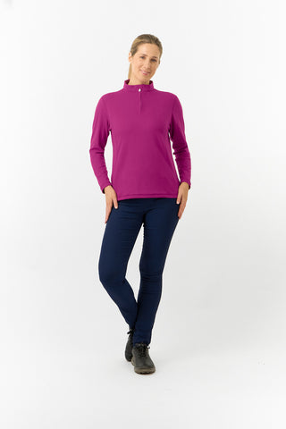 Pure Golf Ladies Iris Soft Fleece Golf Quarter Zip - Plum