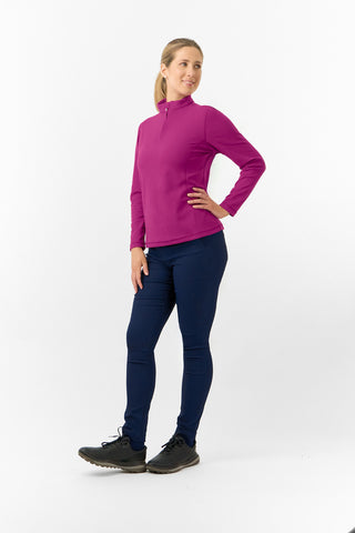 Pure Golf Ladies Iris Soft Fleece Golf Quarter Zip - Plum