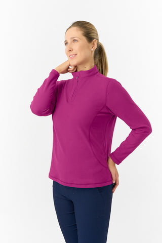 Pure Golf Ladies Iris Soft Fleece Golf Quarter Zip - Plum